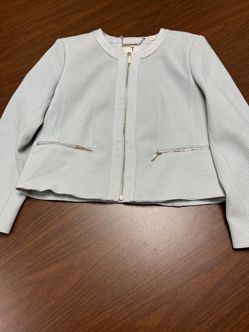 Ted Baker Light Blue Textured Zip-Front Women's Jacket, size 4